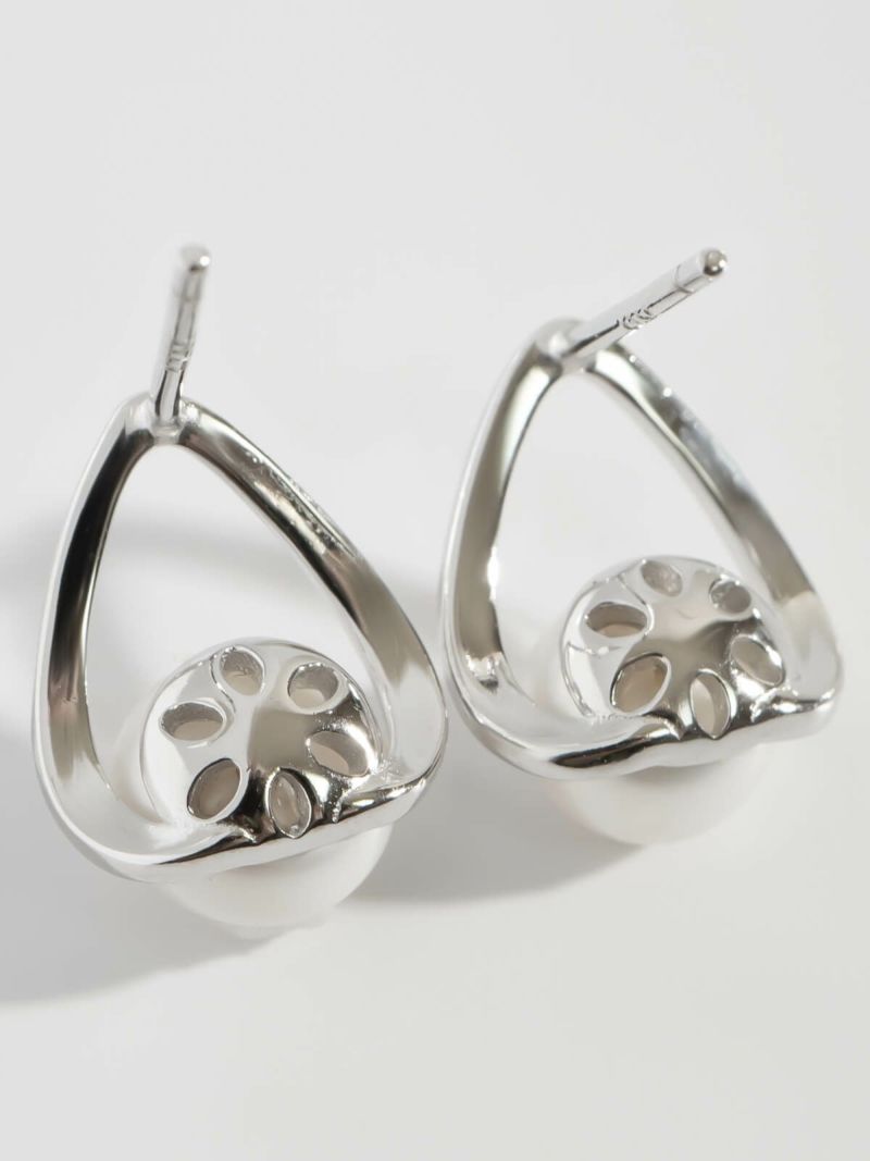 パール ピアス 一粒 ドロップ ぶら下がり シルバー925 金属アレルギー対応 フープ 【arne アルメ】 ドロップピアス 18k 仕上げ ピアス 真珠 普段 使い シルバー ゴールド ニッケルフリー シンプル ギフト プレゼント 女性 誕生日 クリスマス バレンタイン