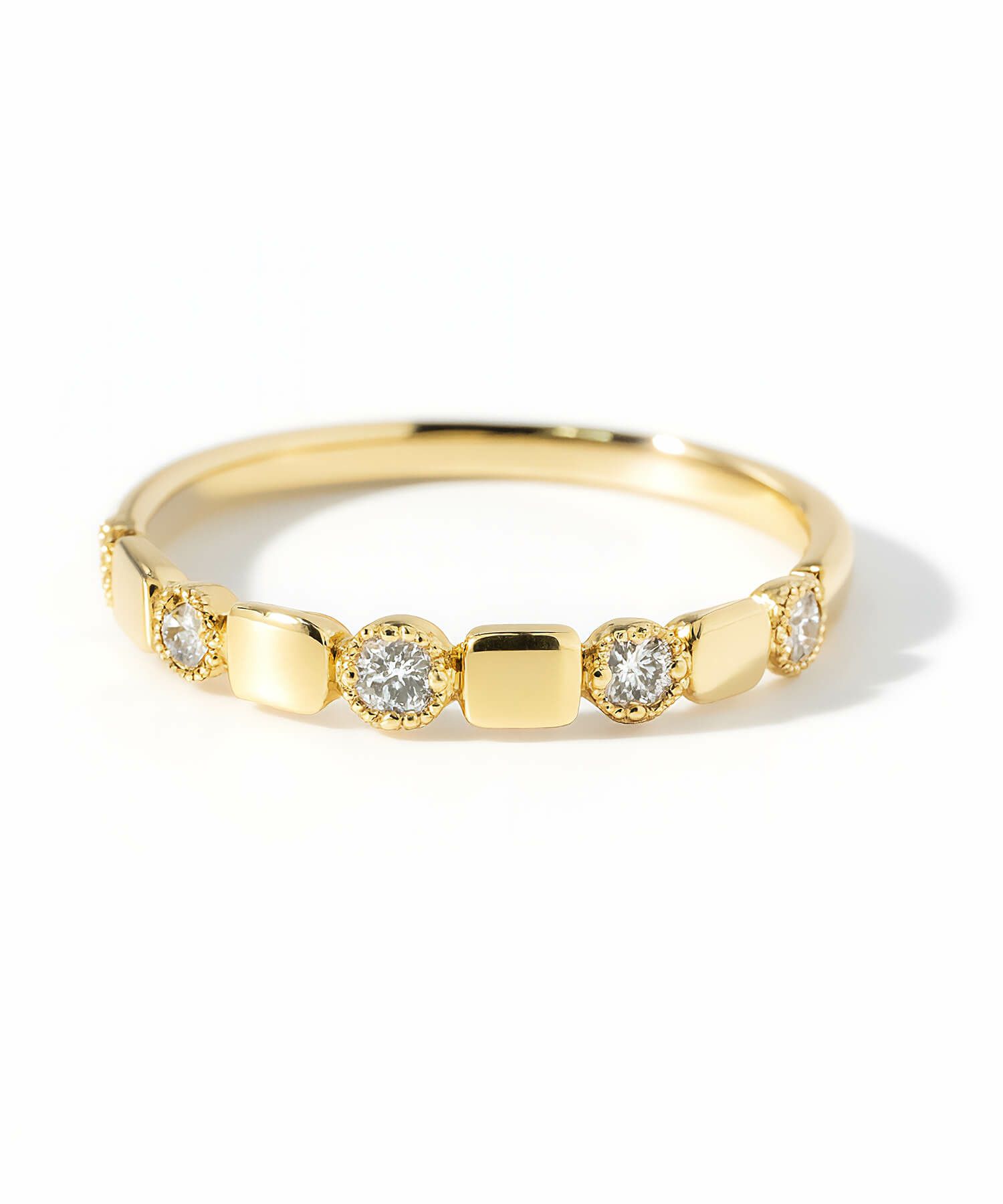 0.13ct K18 THJ Dotted BandリングD0.13ct バンドリング 5石 高品質SI