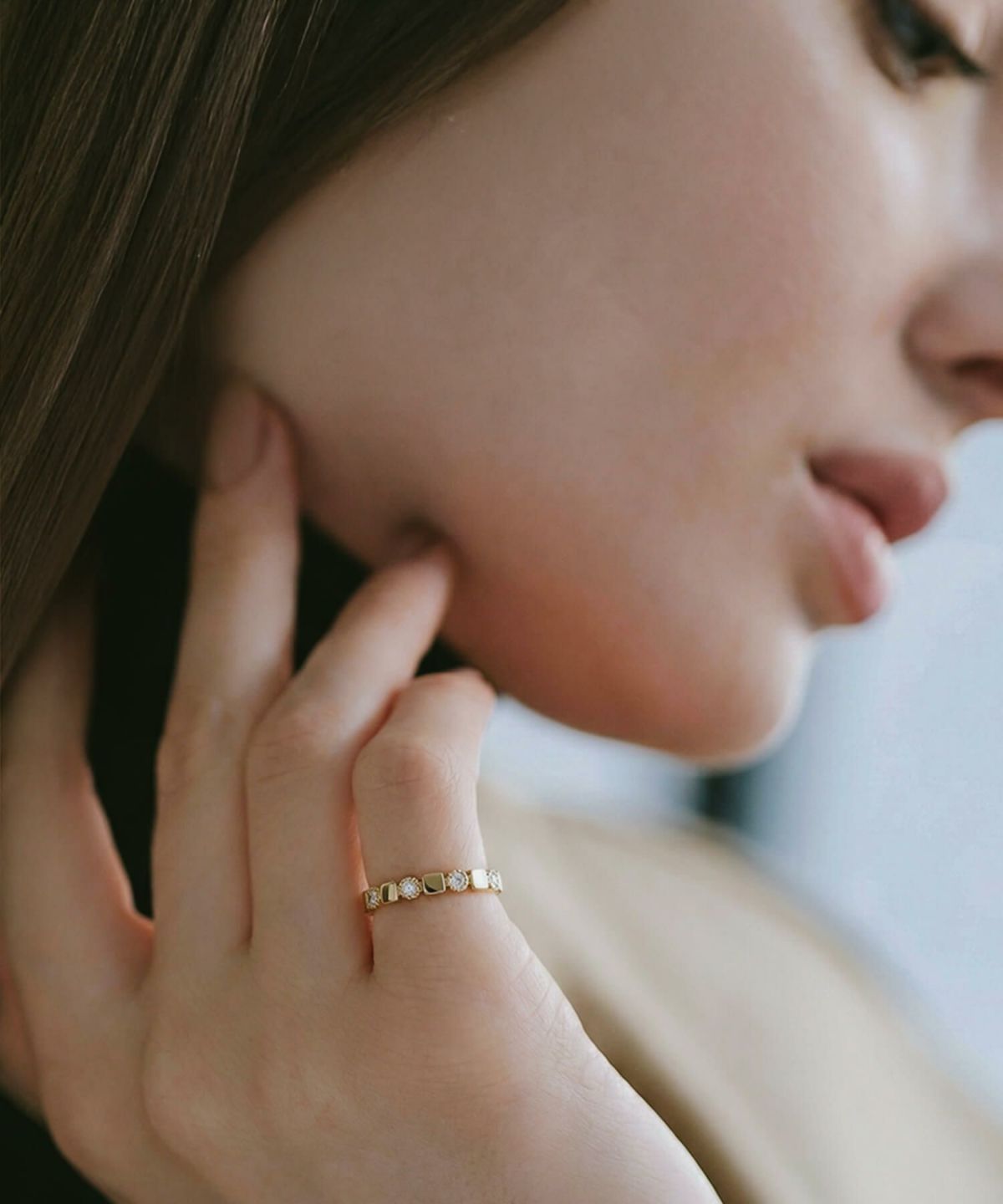 ピンキーリング k18 ダイヤ リング 指輪 ダイヤモンド 18金 シンプル 【tessera-r テセラ】 ダイヤモンドリング ファランジリング 関節リング 18k ゴールド 誕生石 レディース おしゃれ つけっぱなし 華奢 リング 重ね 付け 重ねづけ 繊細 受注生産