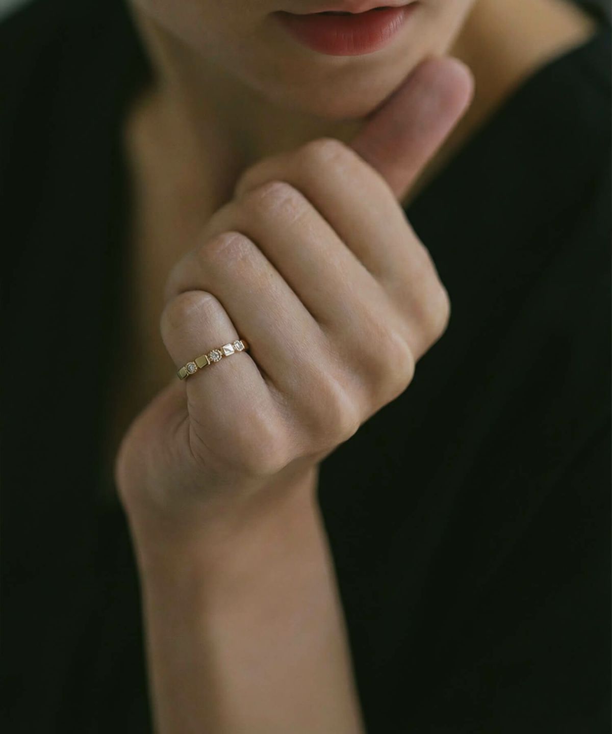 ピンキーリング k18 ダイヤ リング 指輪 ダイヤモンド 18金 シンプル 【tessera-r テセラ】 ダイヤモンドリング ファランジリング 関節リング 18k ゴールド 誕生石 レディース おしゃれ つけっぱなし 華奢 リング 重ね 付け 重ねづけ 繊細&#160;受注生産