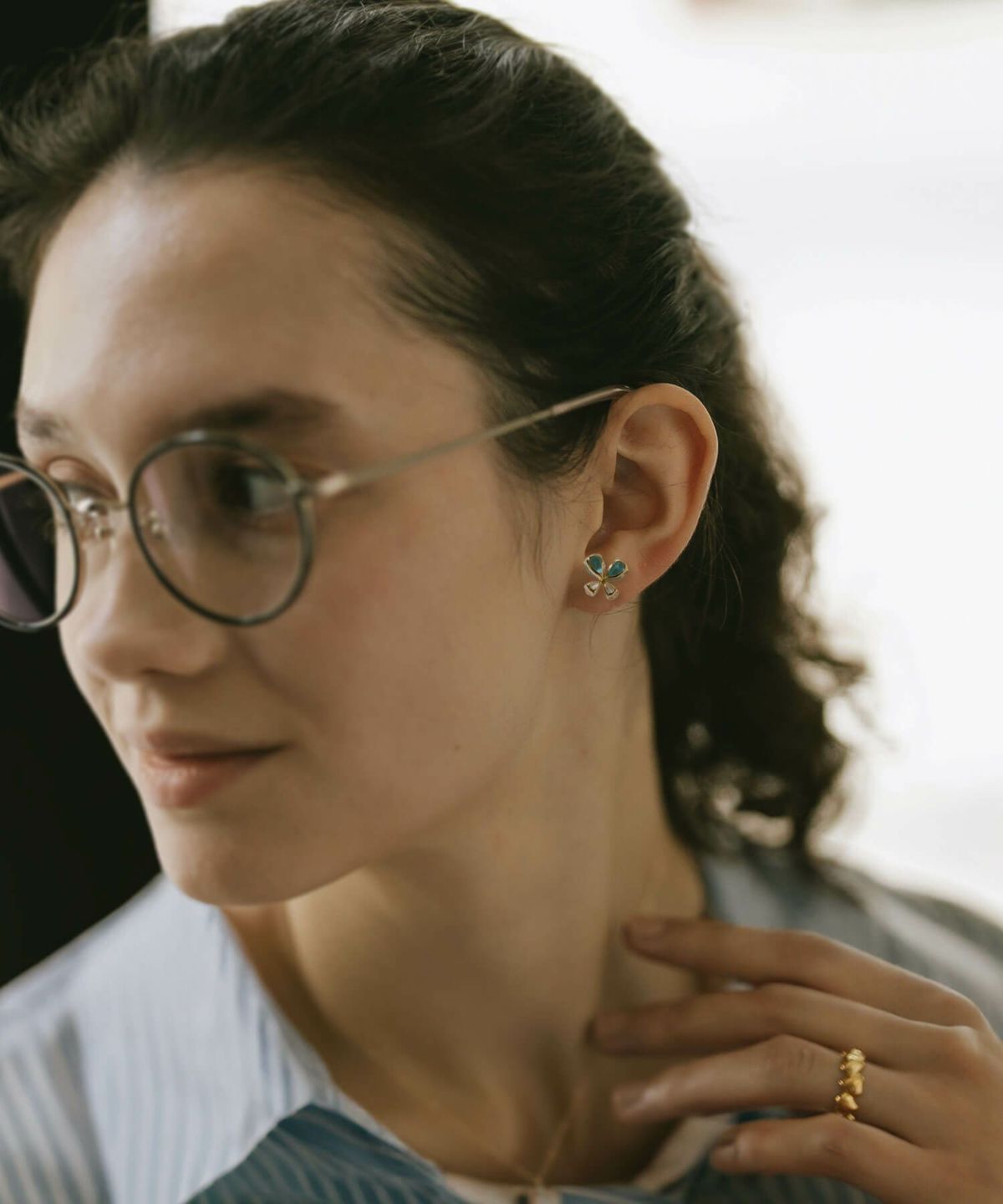 蝶 ピアス 10K 金属アレルギー 対応 【terra-papillon テラ・パピロン】 蝶々 バタフライ かわいい ピアス 10金 k10 色ーゴールド オパール 小さめ ピアス 小ぶり 大人 おしゃれ ピアス シンプル 小さい 誕生石 エレガント 石 パワーストーン お守り 繊細