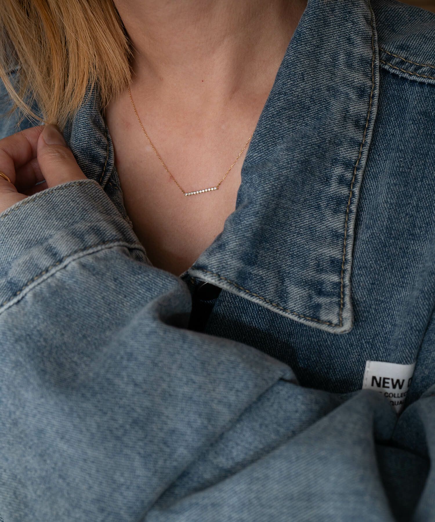 ネックレス ダイヤモンド 10金 18金 プラチナ チェーン レディース 金属アレルギー 【belie-nk ベリエ】 バー ライン ネックレス ダイヤ k18 k10 クリスマス ギフト 女性 プレゼント 大人 シンプル 華奢 緻密 細い 滑らか ネックレス 42cm 42センチ 上品 受注生産