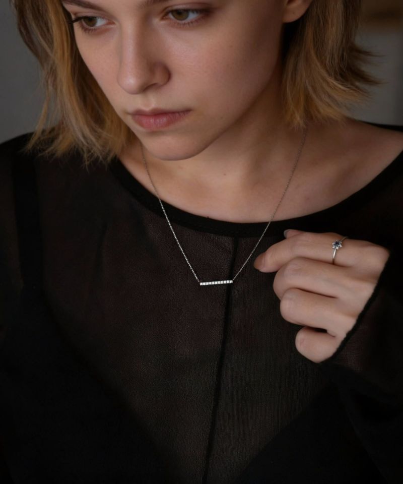 ネックレス ダイヤモンド 10金 18金 プラチナ チェーン レディース 金属アレルギー 【belie-nk ベリエ】 バー ライン ネックレス ダイヤ k18 k10 クリスマス ギフト 女性 プレゼント 大人 シンプル 華奢 緻密 細い 滑らか ネックレス 42cm 42センチ 上品 受注生産