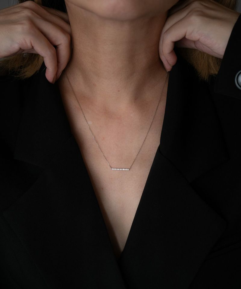 ネックレス ダイヤモンド 10金 18金 プラチナ チェーン レディース 金属アレルギー 【belie-nk ベリエ】 バー ライン ネックレス ダイヤ k18 k10 クリスマス ギフト 女性 プレゼント 大人 シンプル 華奢 緻密 細い 滑らか ネックレス 42cm 42センチ 上品 受注生産