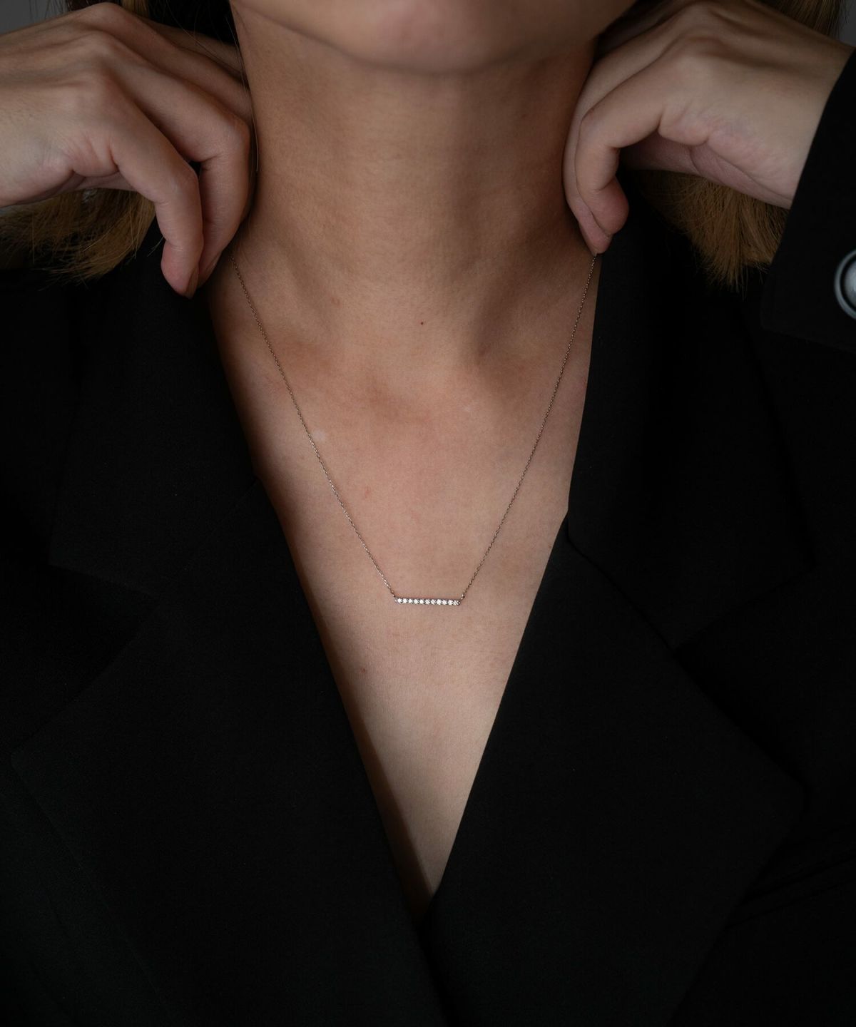 ネックレス ダイヤモンド 10金 18金 プラチナ チェーン レディース 金属アレルギー 【belie-nk ベリエ】 バー ライン ネックレス ダイヤ k18 k10 クリスマス ギフト 女性 プレゼント 大人 シンプル 華奢 緻密 細い 滑らか ネックレス 42cm 42センチ 上品 受注生産