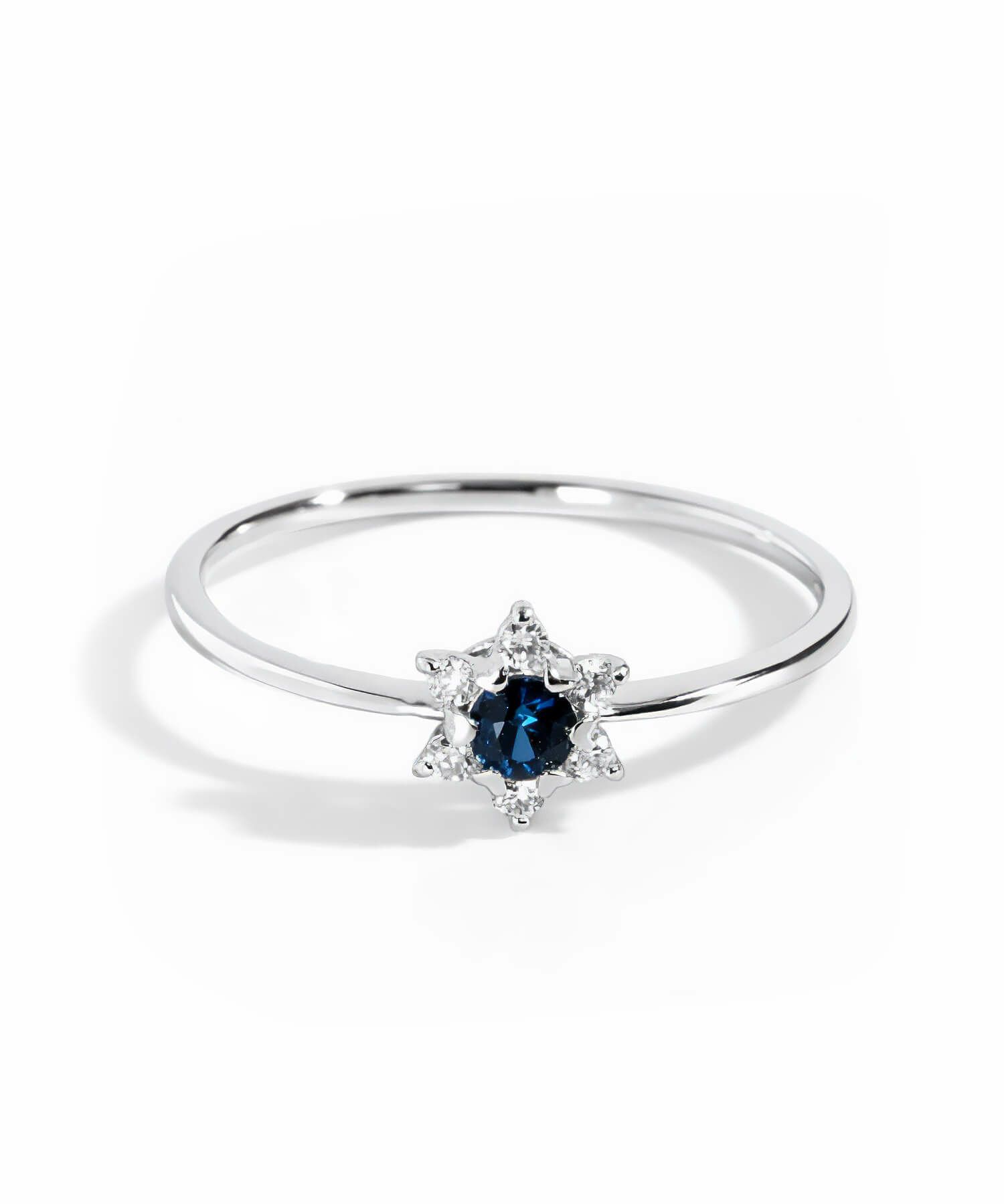 天然石 リング 指輪 プラチナ サファイヤ 星  【elneo-r エルネオ】 レディース  誕生石 パワーストーン お守り おしゃれ 華奢 リング 重ね 付け 重ねづけ 繊細 スター リング 受注生産
