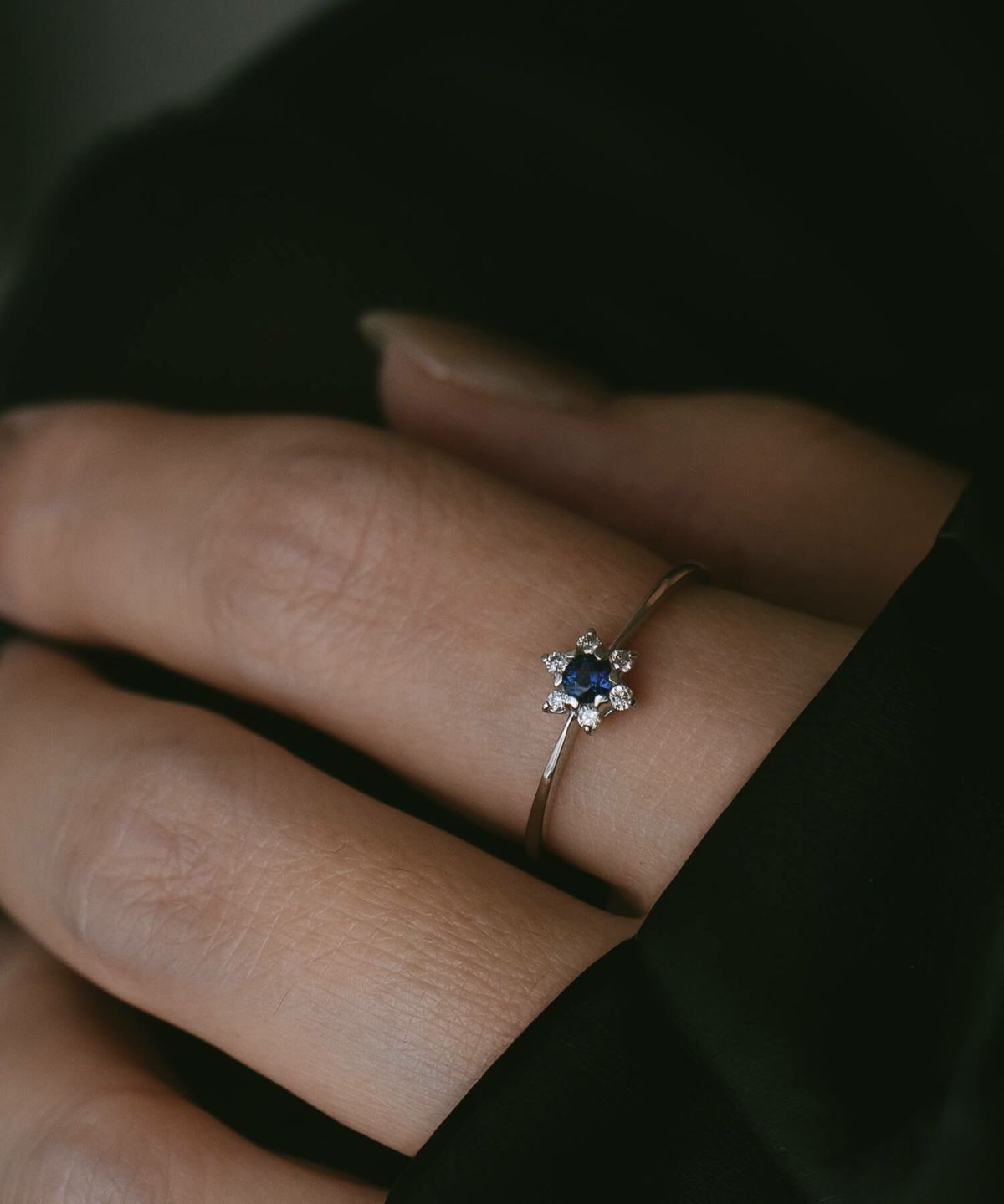 天然石 リング 指輪 プラチナ サファイヤ 星  【elneo-r エルネオ】 レディース  誕生石 パワーストーン お守り おしゃれ 華奢 リング 重ね 付け 重ねづけ 繊細 スター リング 受注生産