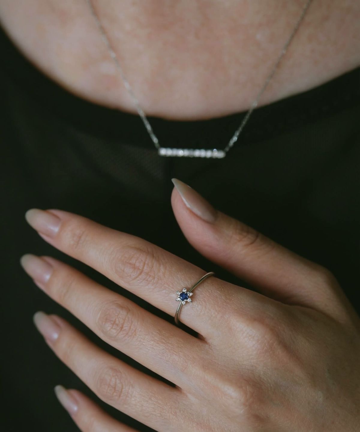 天然石 リング 指輪 プラチナ サファイヤ 星  【elneo-r エルネオ】 レディース  誕生石 パワーストーン お守り おしゃれ 華奢 リング 重ね 付け 重ねづけ 繊細 スター リング 受注生産