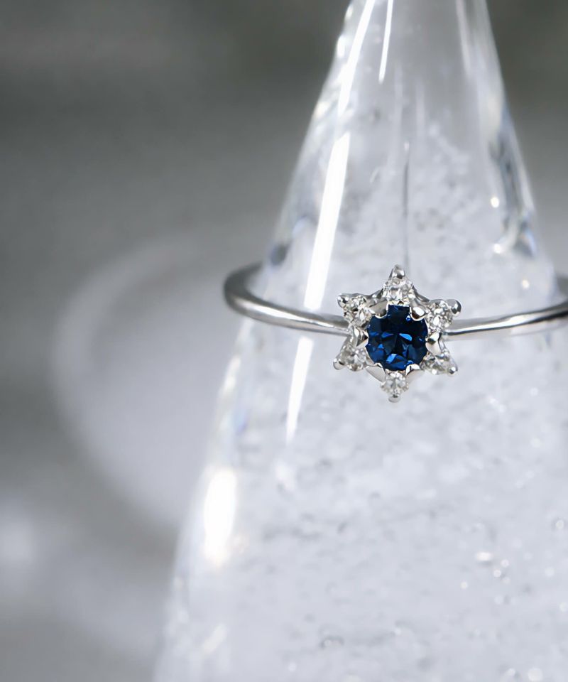 天然石 リング 指輪 プラチナ サファイヤ 星  【elneo-r エルネオ】 レディース  誕生石 パワーストーン お守り おしゃれ 華奢 リング 重ね 付け 重ねづけ 繊細 スター リング 受注生産
