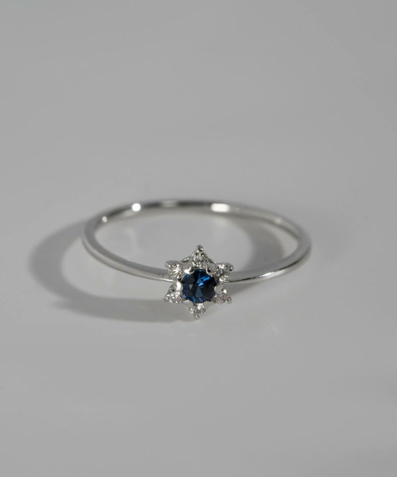 天然石 リング 指輪 プラチナ サファイヤ 星  【elneo-r エルネオ】 レディース  誕生石 パワーストーン お守り おしゃれ 華奢 リング 重ね 付け 重ねづけ 繊細 スター リング 受注生産
