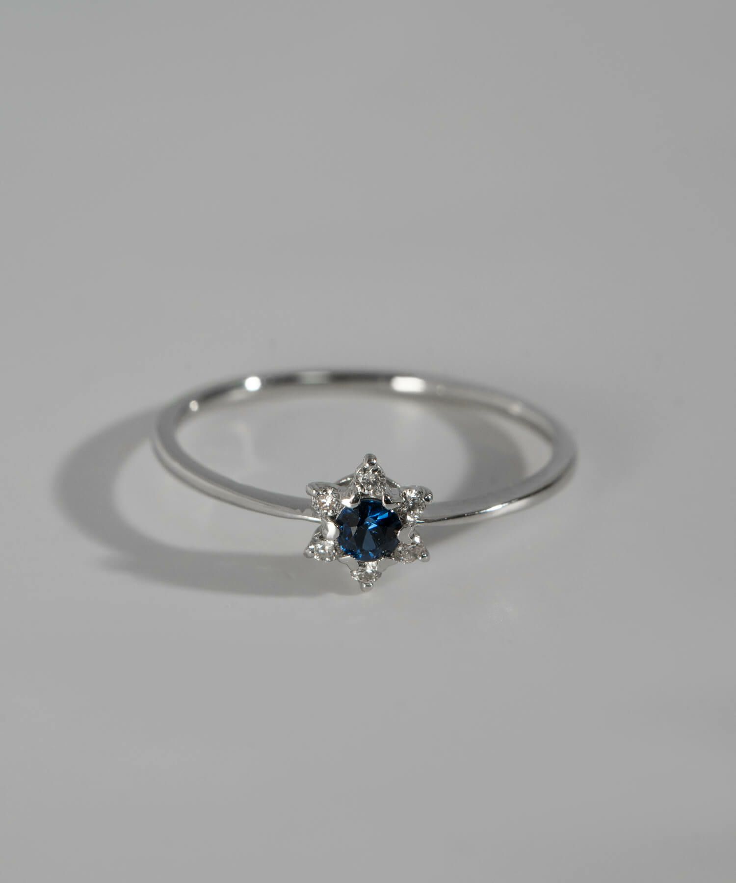 天然石 リング 指輪 プラチナ サファイヤ 星  【elneo-r エルネオ】 レディース  誕生石 パワーストーン お守り おしゃれ 華奢 リング 重ね 付け 重ねづけ 繊細 スター リング 受注生産