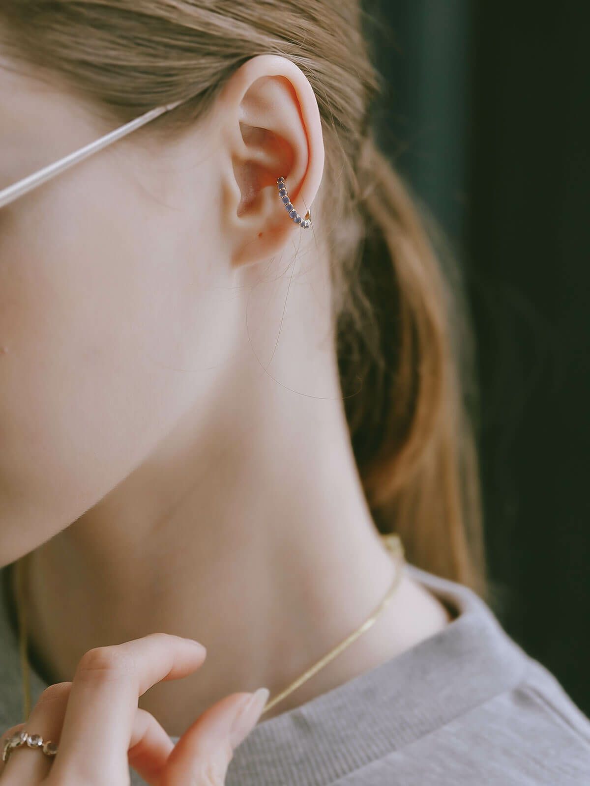 イヤーカフ シンプル レディース イヤカフ K10 天然石 【flone フローネ】 10K 10金 ゴールド イヤリング 金属アレルギー対応 片耳用 フォーマル おしゃれ 卒業式 卒園式 入学式 アクセサリー イヤリング タンザナイト ピンクロードクロサイト