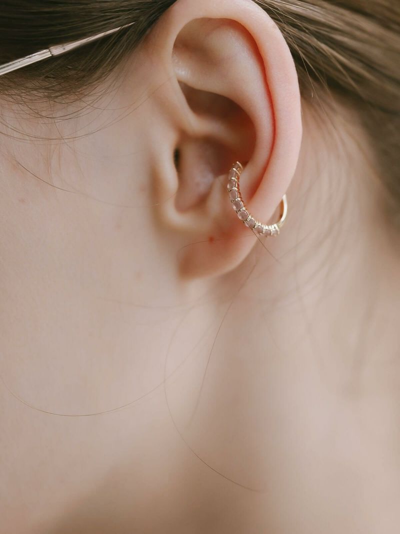 イヤーカフ シンプル レディース イヤカフ K10 天然石 【flone フローネ】 10K 10金 ゴールド イヤリング 金属アレルギー対応 片耳用 フォーマル おしゃれ 卒業式 卒園式 入学式 アクセサリー イヤリング タンザナイト ピンクロードクロサイト