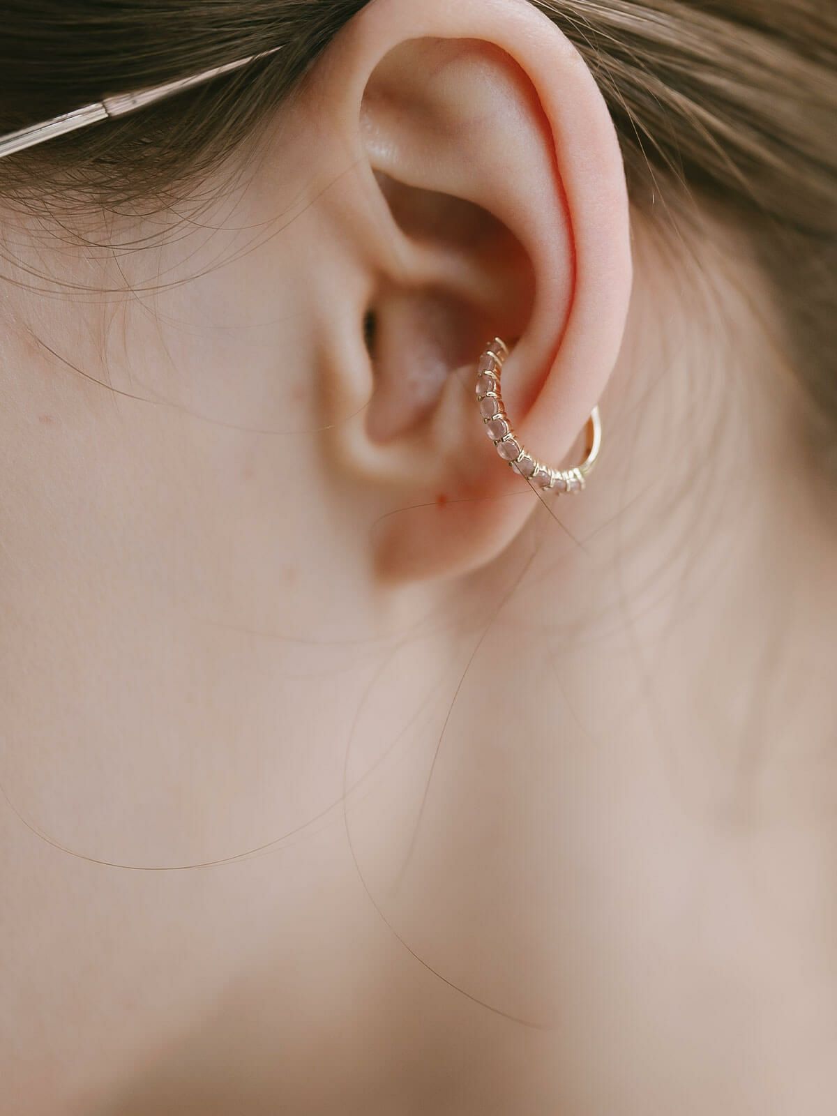 イヤーカフ シンプル レディース イヤカフ K10 天然石 【flone フローネ】 10K 10金 ゴールド イヤリング 金属アレルギー対応 片耳用 フォーマル おしゃれ 卒業式 卒園式 入学式 アクセサリー イヤリング タンザナイト ピンクロードクロサイト