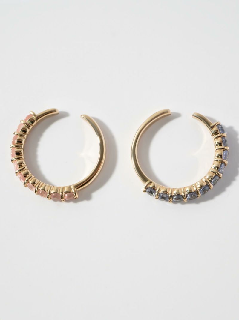 イヤーカフ シンプル レディース イヤカフ K10 天然石 【flone フローネ】 10K 10金 ゴールド イヤリング 金属アレルギー対応 片耳用 フォーマル おしゃれ 卒業式 卒園式 入学式 アクセサリー イヤリング タンザナイト ピンクロードクロサイト