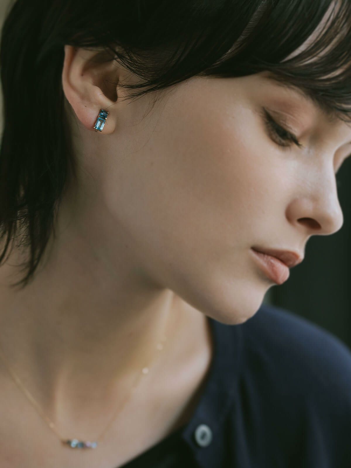 イヤリング 天然石 レディース K10 金属アレルギー対応 【tetra-nesto テトラ・ネスト】 ブルートパーズ トパーズ アクセサリー 小ぶり 10K 10金 ゴールド イヤーカフ 可愛い シンプル キラキラ ジュエリー ノンホール ピアス 受注生産