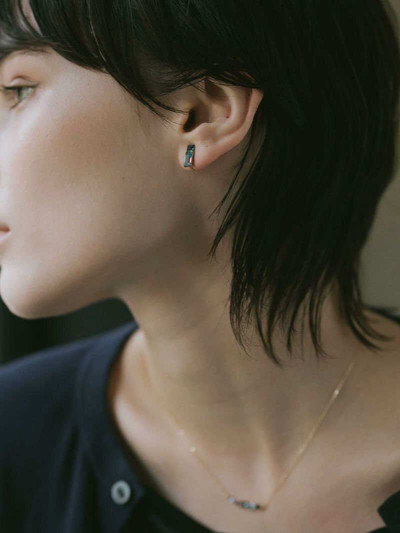 イヤリング 天然石 レディース K10 金属アレルギー対応 【tetra-nesto テトラ・ネスト】 ブルートパーズ トパーズ アクセサリー 小ぶり 10K 10金 ゴールド イヤーカフ 可愛い シンプル キラキラ ジュエリー ノンホール ピアス 受注生産