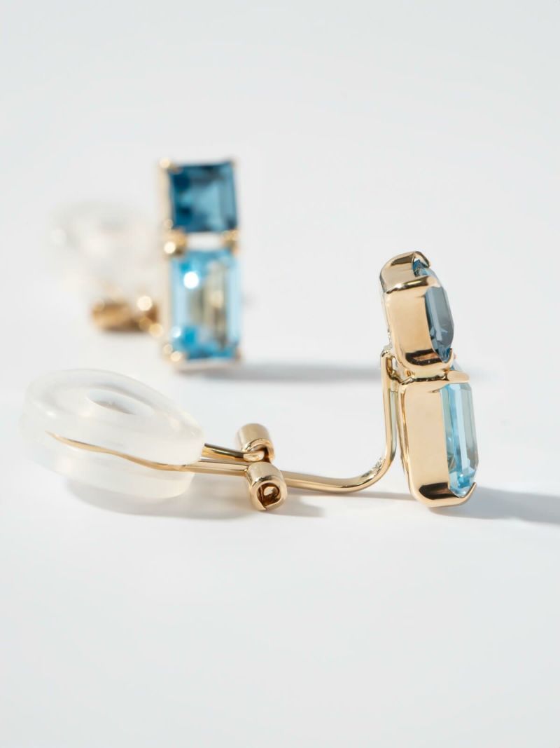 イヤリング 天然石 レディース K10 金属アレルギー対応 【tetra-nesto テトラ・ネスト】 ブルートパーズ トパーズ アクセサリー 小ぶり 10K 10金 ゴールド イヤーカフ 可愛い シンプル キラキラ ジュエリー ノンホール ピアス 受注生産