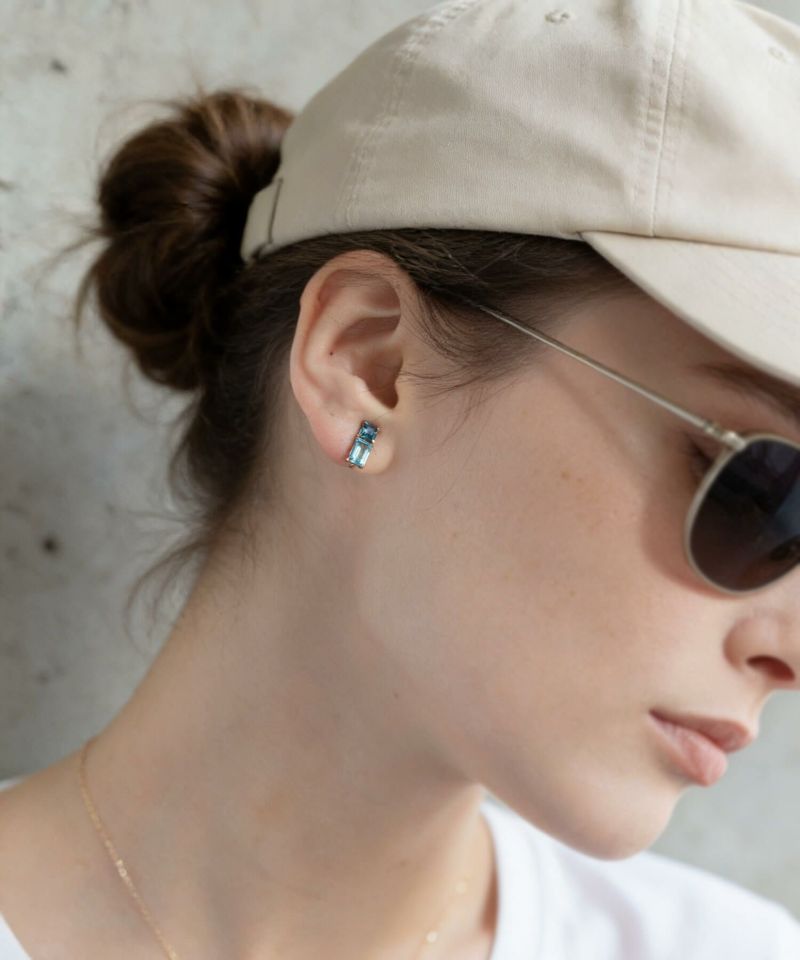 イヤリング 天然石 レディース K10 金属アレルギー対応 【tetra-nesto テトラ・ネスト】 ブルートパーズ トパーズ アクセサリー 小ぶり 10K 10金 ゴールド イヤーカフ 可愛い シンプル キラキラ ジュエリー ノンホール ピアス 受注生産